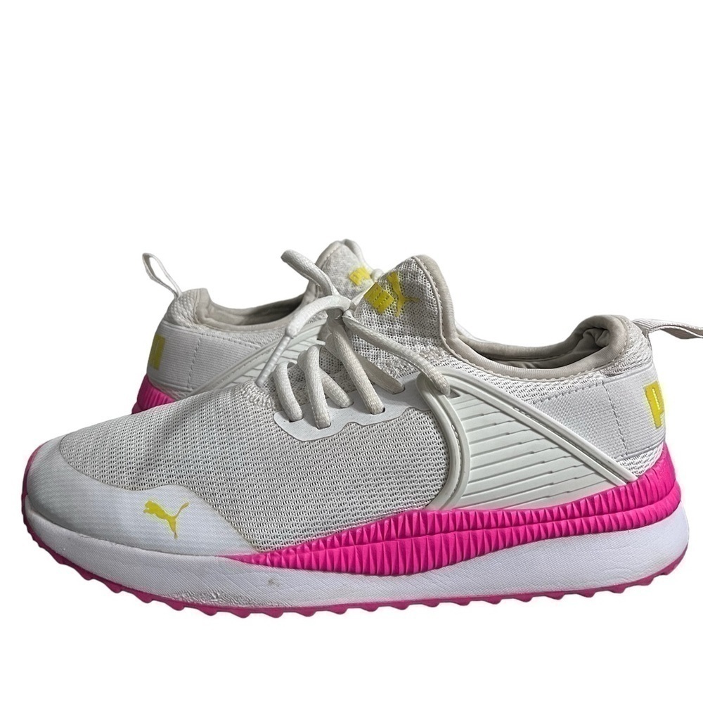 Puma White and Pink Lemonade Soft Foam Sneaker’s